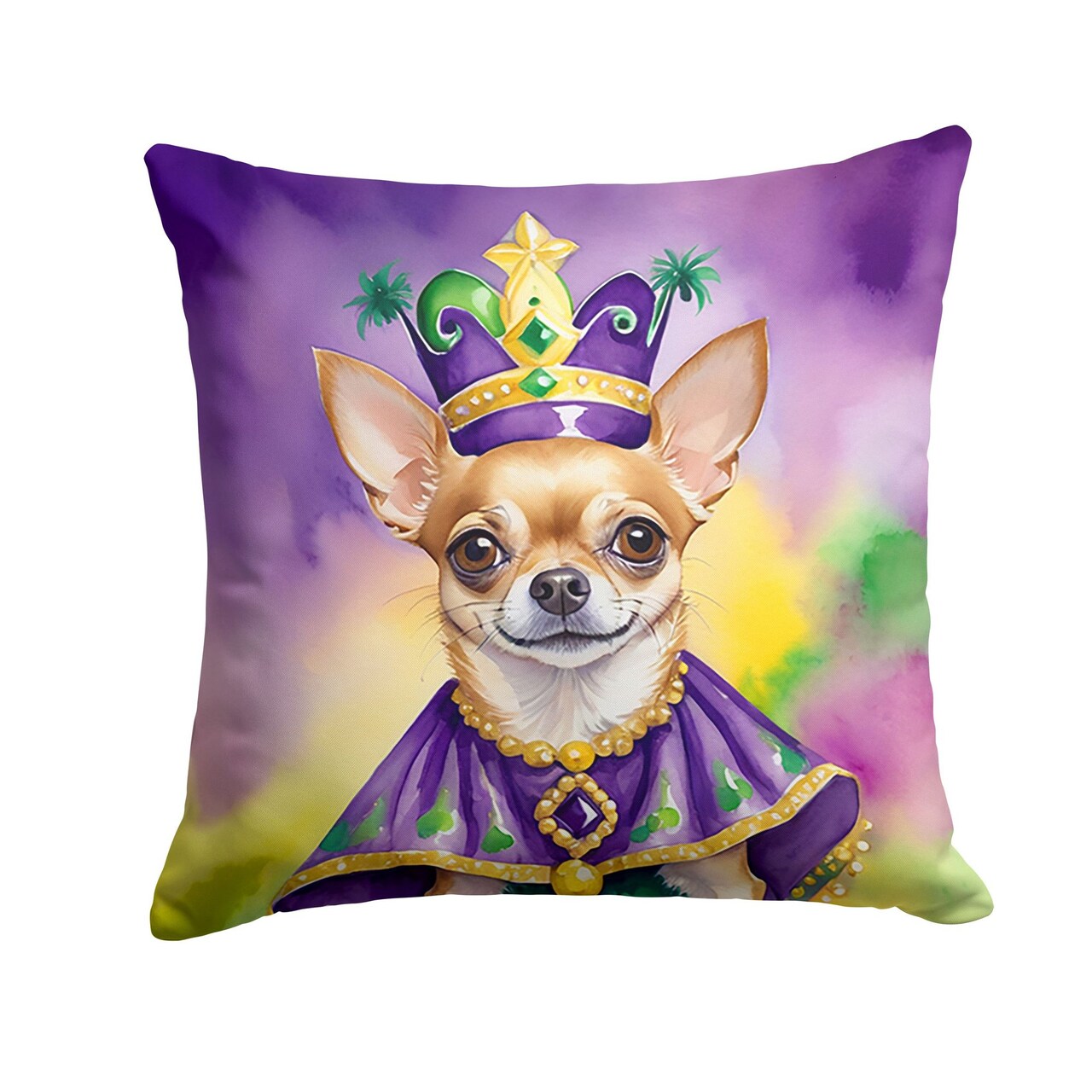 Edge Collections - 14" X 14" - Multicolor - Chihuahua King of Mardi Gras - 1 Piece
